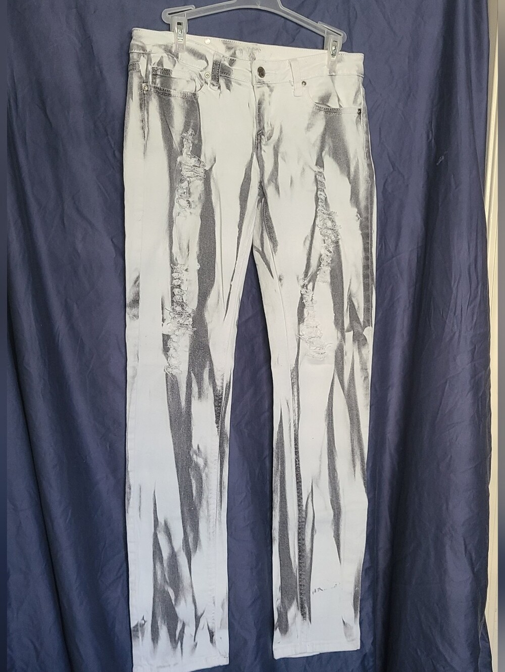 Red Rivet White Distressed Straight Leg Jeans
